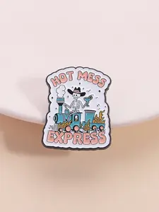 Dark Humor Hot Mess Express Skull Train Engineer Premium Decorative Badge, Silicone Stress Relief Toy, Office ID Card Holder, Fun Gift Idea