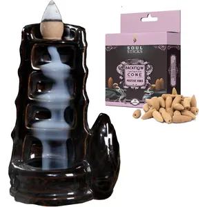 Tower Waterfall Backflow Burner + Positive Vibes Backflow Cones Combination Set Home Fragrance Incense