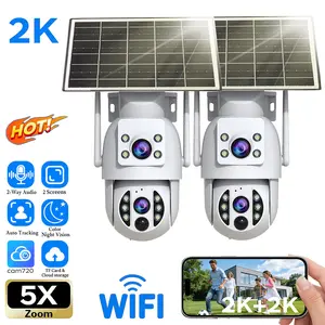 【JOOAN Wireless Solar Dual Lens 2K HD Smart Security Camera】Outdoor And Indoor 360° PTZ Dual Screen, IP66 Waterproof, PIR Human Detection, Color Night Vision, Continuous solar power supply, SD/Cloud Storage (Optional), 2.4G WiFi, Alexa Compatible