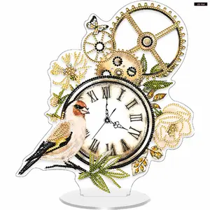 Acrylic Special Shape Flower Butterfly 5D Diamond Painting Clock Art Craft Diamond Painting Clock Handicraft Diamond Art Clock Ornaments Kit Living Room Decoration