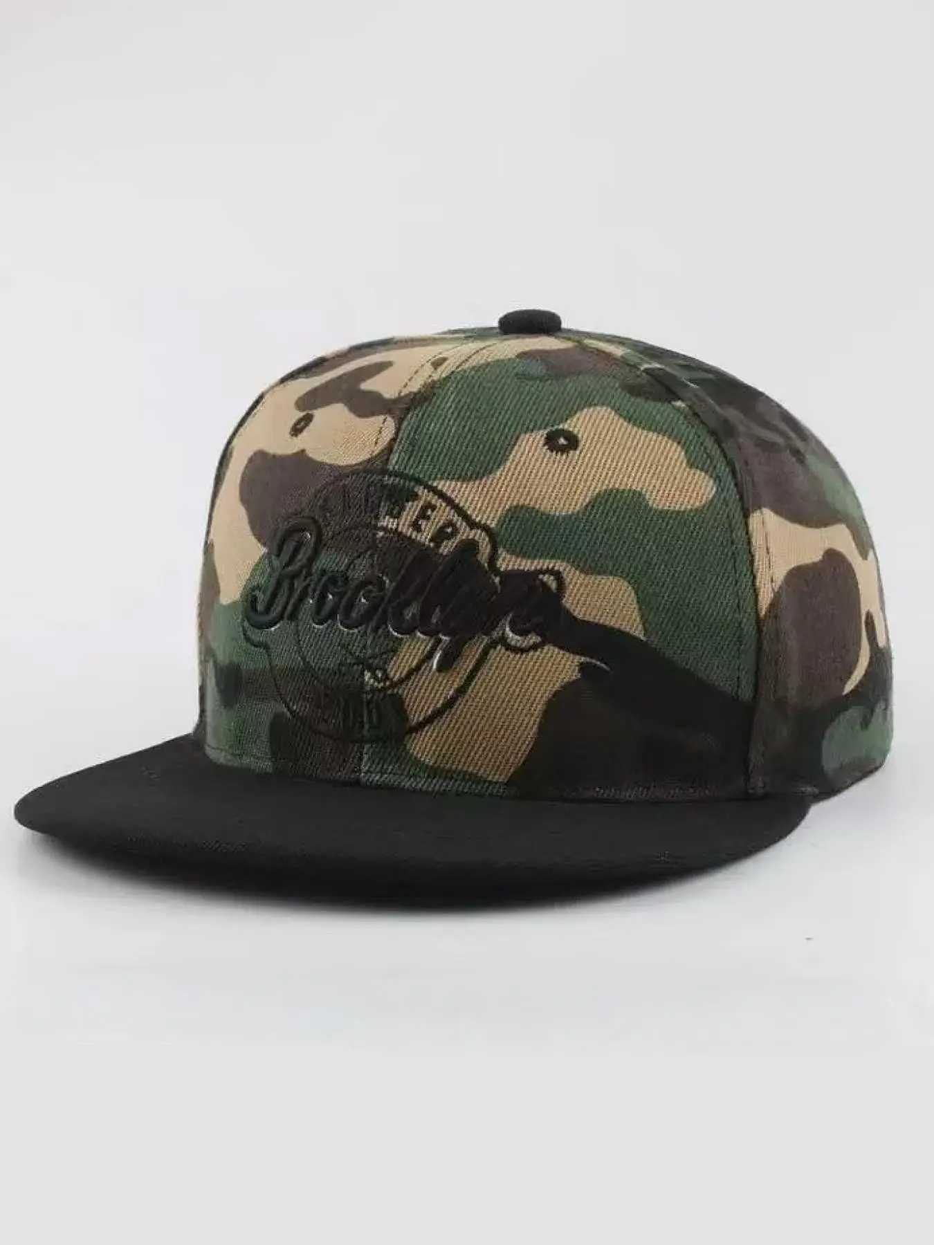 1 neutral embroidered "Brooklyn" hip-hop flat edge baseball cap, trendy brand personalized and fashionable baseball cap, sun protection, suitable for young people to wear