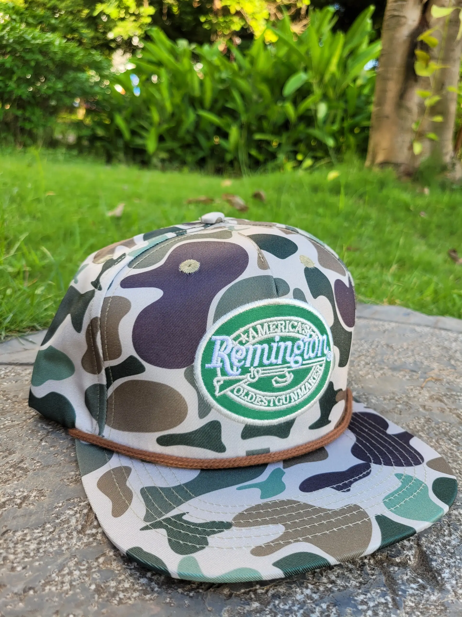 Embroidery Hunting Camo Remington Hat - Old School Camo Waterfowl Hunting Snapback Rope Hat - Gift - Men & Women Everyday Cap