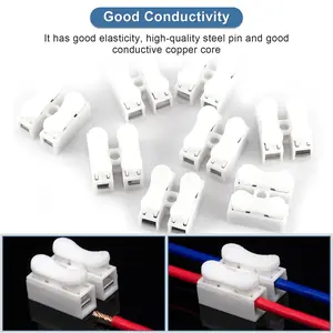 Push Quick Wire Cable Connector, 5A 220V 2 Pin Push Quick Wire Cable Connector Spring Clamp Terminal White Wiring Terminal Fast Wire Connection