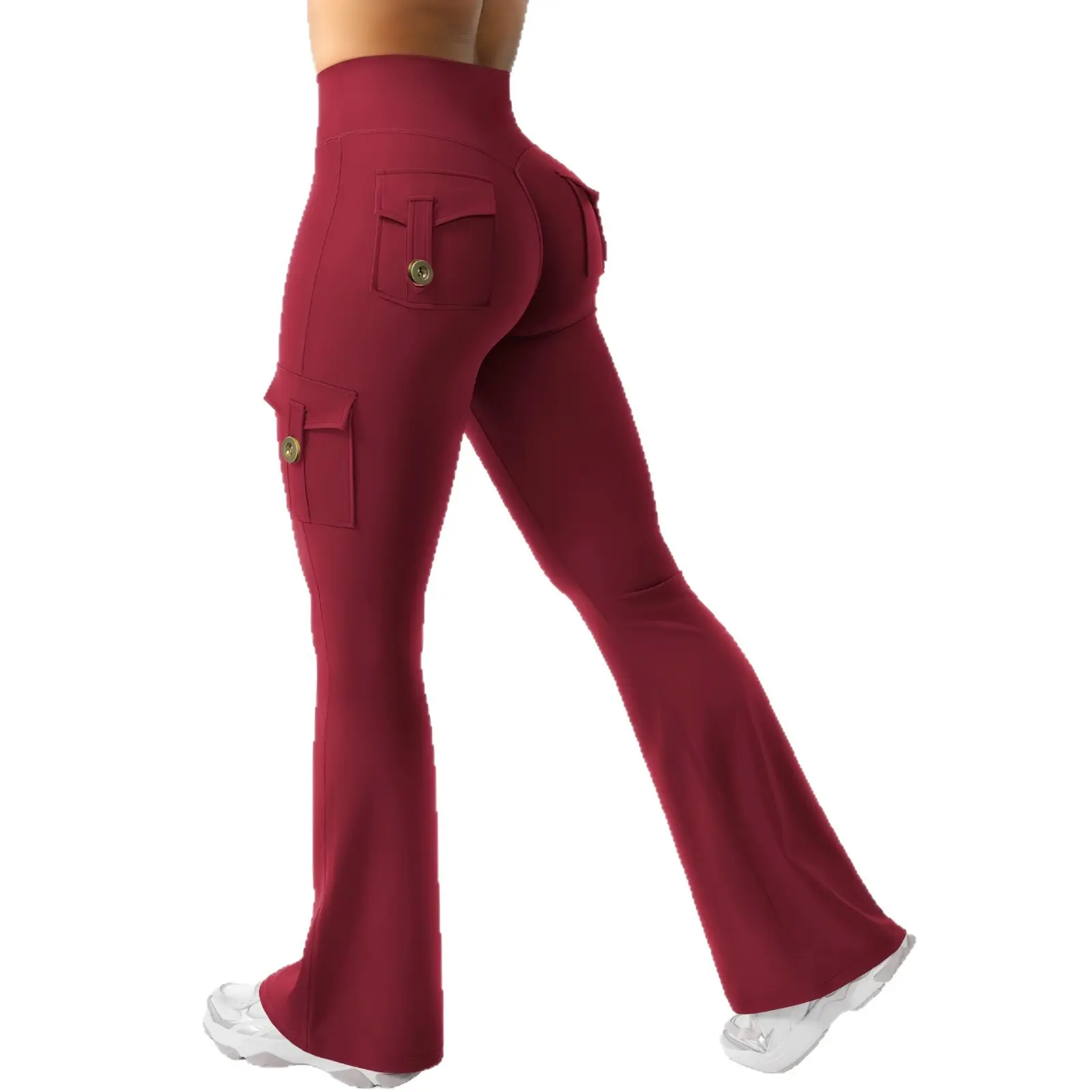 Women's Plus Size High Waist Flare Leggings with Pockets - Hidden Scrunch Glutes, Tummy Control, No Front Seam, Butt Lifting, Compression Support, Sporty Chic Universal Sports Bottoms for Yoga, Gym