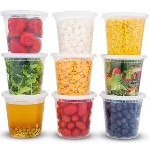 Containers with Lids 24oz. Leakproof 3 Sets BPA-Free Plastic Food Storage Cups Clear Airtight Takeout Container Heavy-Duty, Microwaveable Freezer Safe Disposable/Reusable Kitchen Utensils