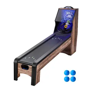 VEVOR 9' Roll and Score Classic Arcade Game Table, Indoor Skeeball Machine Game Set with LED Electronic Scorer, Sound, Automatic Ball Return for Adults Kids Home Recreation Game Room, 4 Balls Included