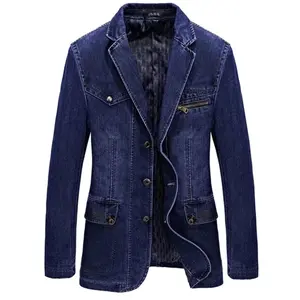 Men's Slim Fit Denim Suit Jacket - Vintage Lapel Sport Coat for Autumn - Menswear, Overalls