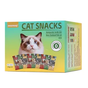 Zhuaizhuaiqi Cat Snacks - Lickable Squeezable Puree, Healthy Food, 3 Flavors: Beef with Krill Oil, Duck with Tuna, Chicken with Cat Grass, 10 Packs, 30g Each, No Gelatin, Easy Digestion