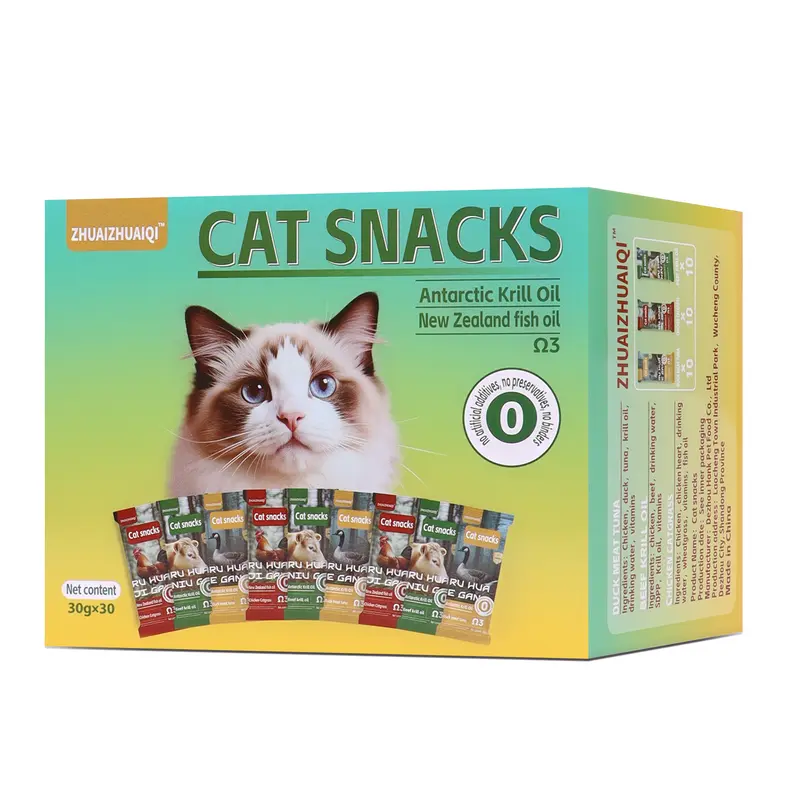Zhuaizhuaiqi Cat Snacks - Lickable Squeezable Puree, Healthy Food, 3 Flavors: Beef with Krill Oil, Duck with Tuna, Chicken with Cat Grass, 10 Packs, 30g Each, No Gelatin, Easy Digestion