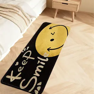 1pc Solid Smile Keep-Smile Faux-Cashmere 100% Polyester BEDSIDE CARPET, bedroom cozy vibe, light absorb slip-safe, morning boost sleep-in, machine-wash gentle family gift