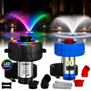 Pond Fountain Aerator  1HP 110V 750W 15000 GPH Floating Fountain Pump with 100 FT Power Cord  2 x 100 FT Rope Timer  Fully Automatic Powerful Aerating Fountain for Larger Ponds, Lakes