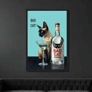 Siamese Cat Retro Martini Cocktail Bar Art Print
