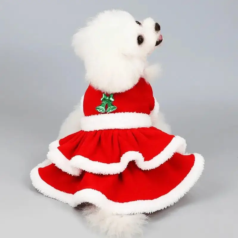 Cute Bowknot & Flower Design Pet Dress, Soft and Comfortable Pet Costume, Fashionable Pet Clothes for Holiday Party, Christmas Gift