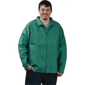 PRO-SAFE Size L Green Flame Resistant/Retardant Jacket 42-44" Chest, Cotton, Snaps Closure WELD-JK-A1-L