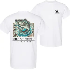 Fishing Bass Shirt, Fishing Camo T-shirt, Simply Printed Graphic Shirt, Daily Casual Cotton Womenswear, Mensewer Top, Gift For all, 100% Cotton Shirt, Trendy Shirt