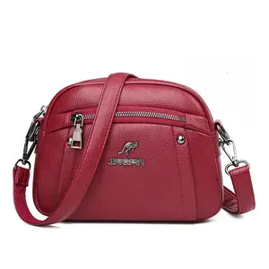 Women's Crossbody Bag, Water-Resistant Solid Color Square Shoulder Bag, Three Layer Zipper Closure Phone Purse Pouch for Women