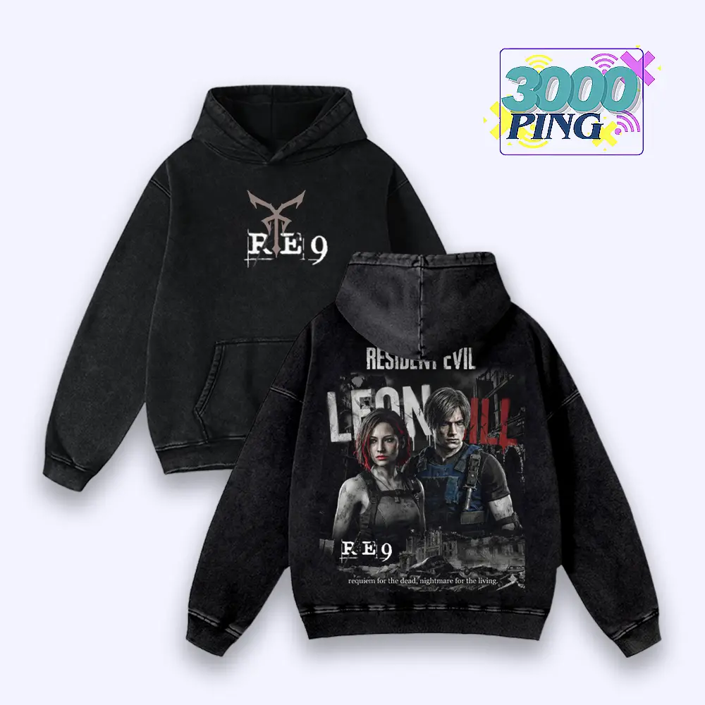 Resident Evil 9 Leon & Jill Vintage Wash Hoodie, RE9 Survival Horror ...