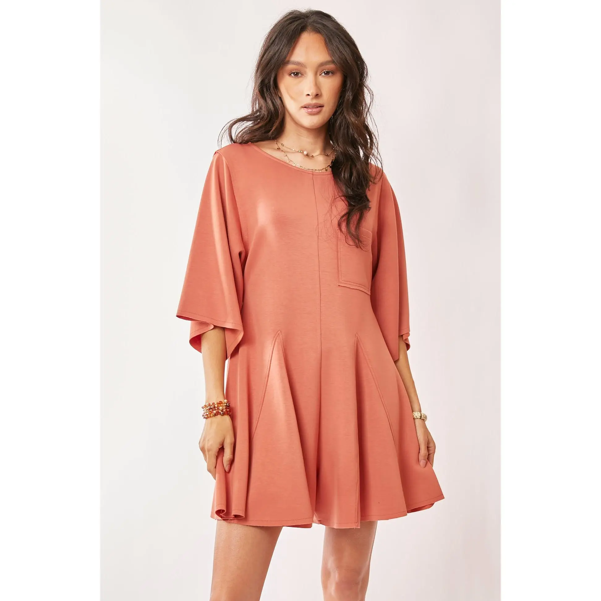 Davi & Dani Solid Draped Sleeve Ties Back Skort Romper