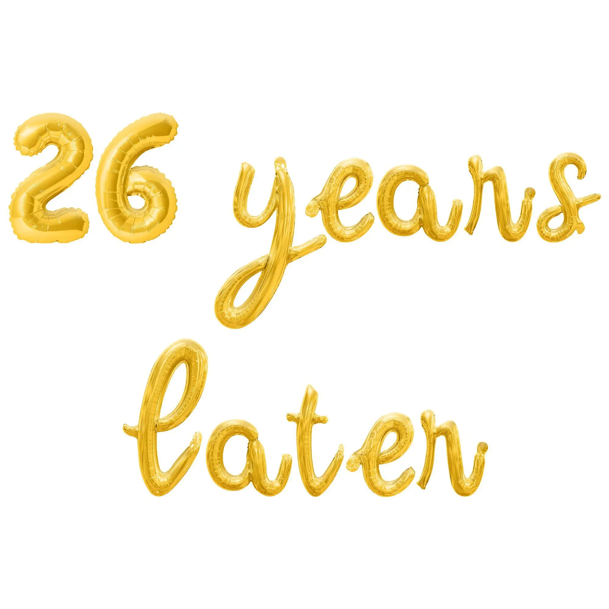 Cursive Script Letter Balloons - 26 YEARS LATER 16" Inch Alphabet Letters Foil Mylar Balloon 26th Birthday Party Banner