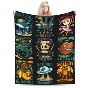 Super Soft Meme Monster Throw Blanket For Kids Perfect For Bed Couch Or Chair Cozy Autumn Bedspread