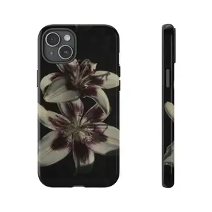 Black Lily Flower Phone Case, Girly Phone Case, Gifts for Her for iPhone 16 15 14 13 12 11