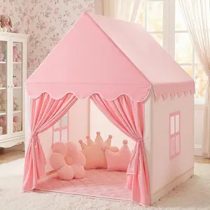 Fairy Castle Tent, Alloy Frame Reinforced, Large Foldable Tent, Indoor Playhouse for Girls Boys 3+ Years, Birthday Gift