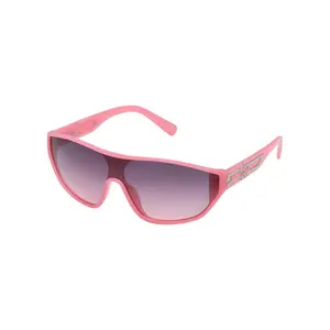 Wrap-Around Shield Sunglasses in Cream & Pink