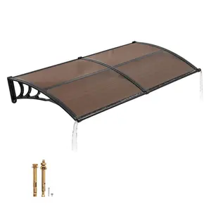 VEVOR Awnings for Door Entrance, 38 x 78 in, Exterior Front Door Window Awnings with Drainage & Metal Bracket, Rain Snow Sun Protection, Overhang Polycarbonate Door Canopy for Porch Patio, Brown
