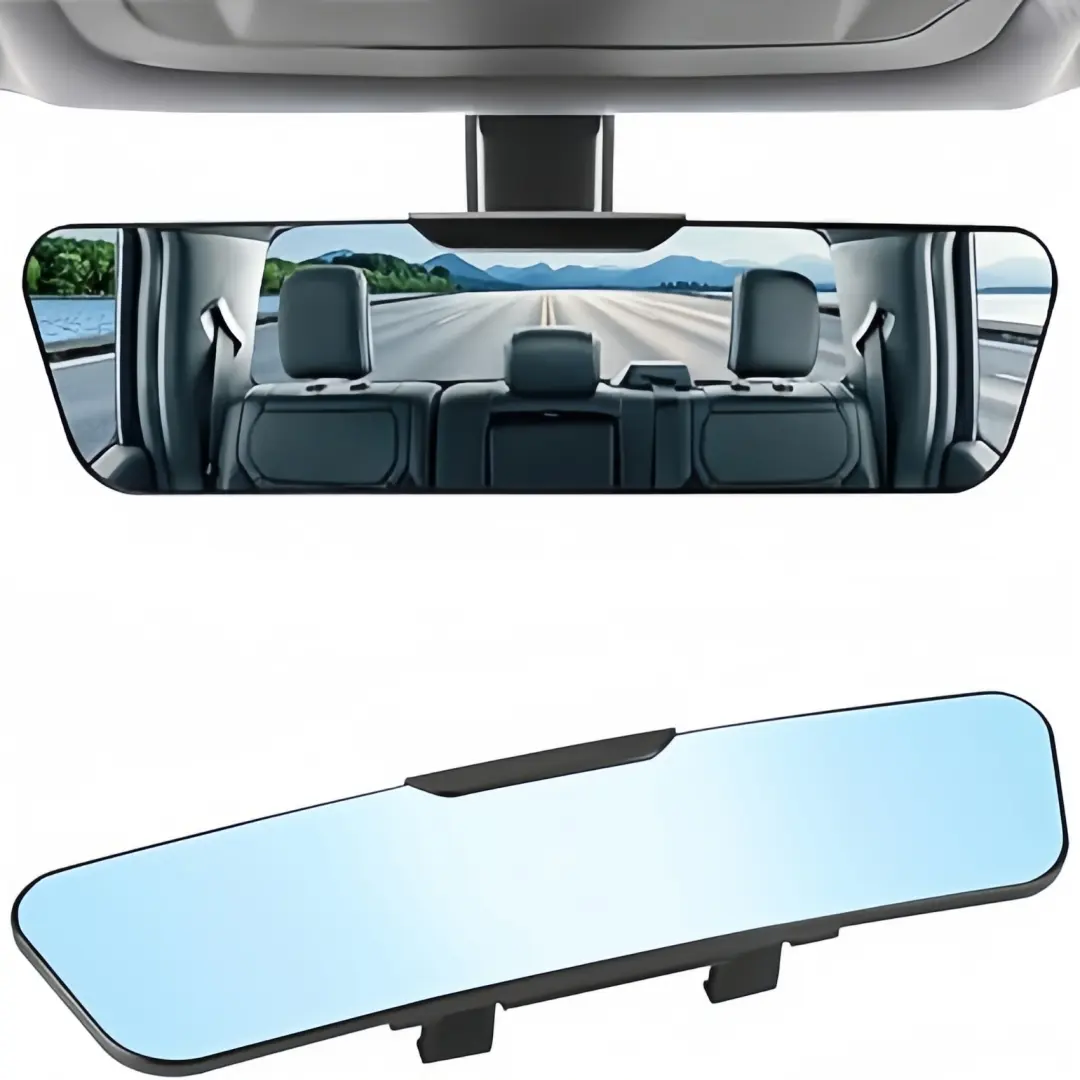 12-in Ultra-Wide Clip-On  Rearview Mirror - Anti-Glare, Blind-Spot Elimination, Built-In 3-Scent Air Freshener, Convex Panoramic Real-View Auto Replacement Mirror, car sun visor vanity mirror, visibility safety install