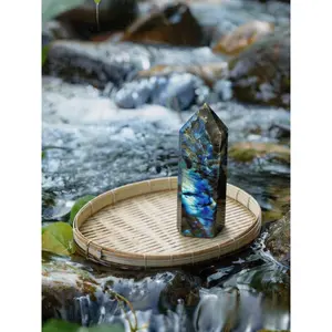 Large Flash Labradorite Polishing Tower - 1 Piece Bulk Gemstone Crystals, Fengshui Home Decor Ornament, Ideal Gift for Crystal Lovers, Desk Office Display Piece