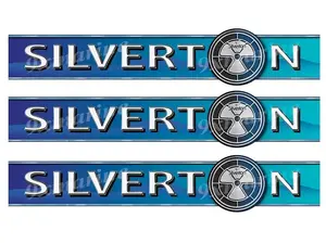 SILVERTON Blue Name Plate Vinyl Decal Boat Stickers 3 PC Set, 10" x 2"