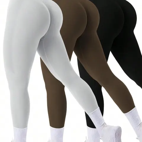 Women's Solid High Waist Sports Leggings, Tight-fitting Breathable Comfortable Skinny Pants, Ladies Sportswear for Indoor Outdoor Wear, Workout Legging Pants, Athleisure Fitness Leggings, High Waisted Stretchy