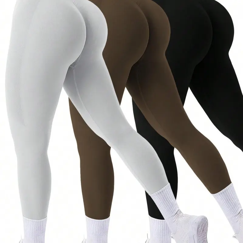 Women's Solid High Waist Sports Leggings, Tight-fitting Breathable Comfortable Skinny Pants, Ladies Sportswear for Indoor Outdoor Wear, Workout Legging Pants, Athleisure Fitness Leggings, High Waisted Stretchy