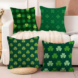 St. Patrick's Day Gift Cushion Cover Ultra-Soft Short Plush Pillowcase | Double-Sided Printed Cushion Cover | Washable Hidden Zipper | Skin-Friendly & Breathable | Suitable for all seasons | Home Decor Gift