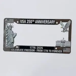 250th Anniversary Commemorative License Plate Frame, 250 Anniversary License Plate Frame - Aluminum License Plate Frame Fits Standard (2Pcs)