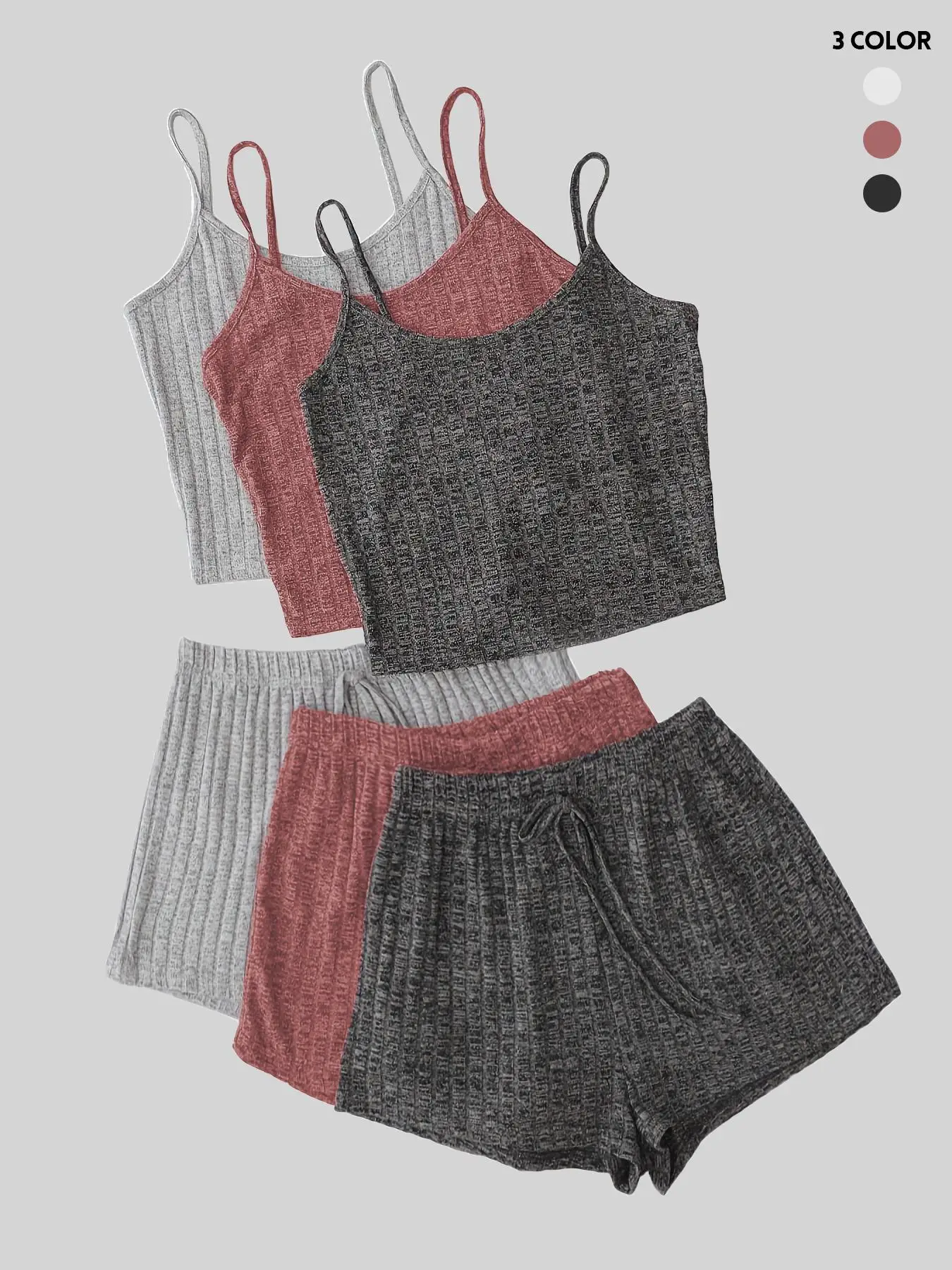 Women's Plain Crop Cami Top & Tie Front Shorts Set, Summer Clothes, Casual Camisole & Shorts Set for Summer, Women's Clothes