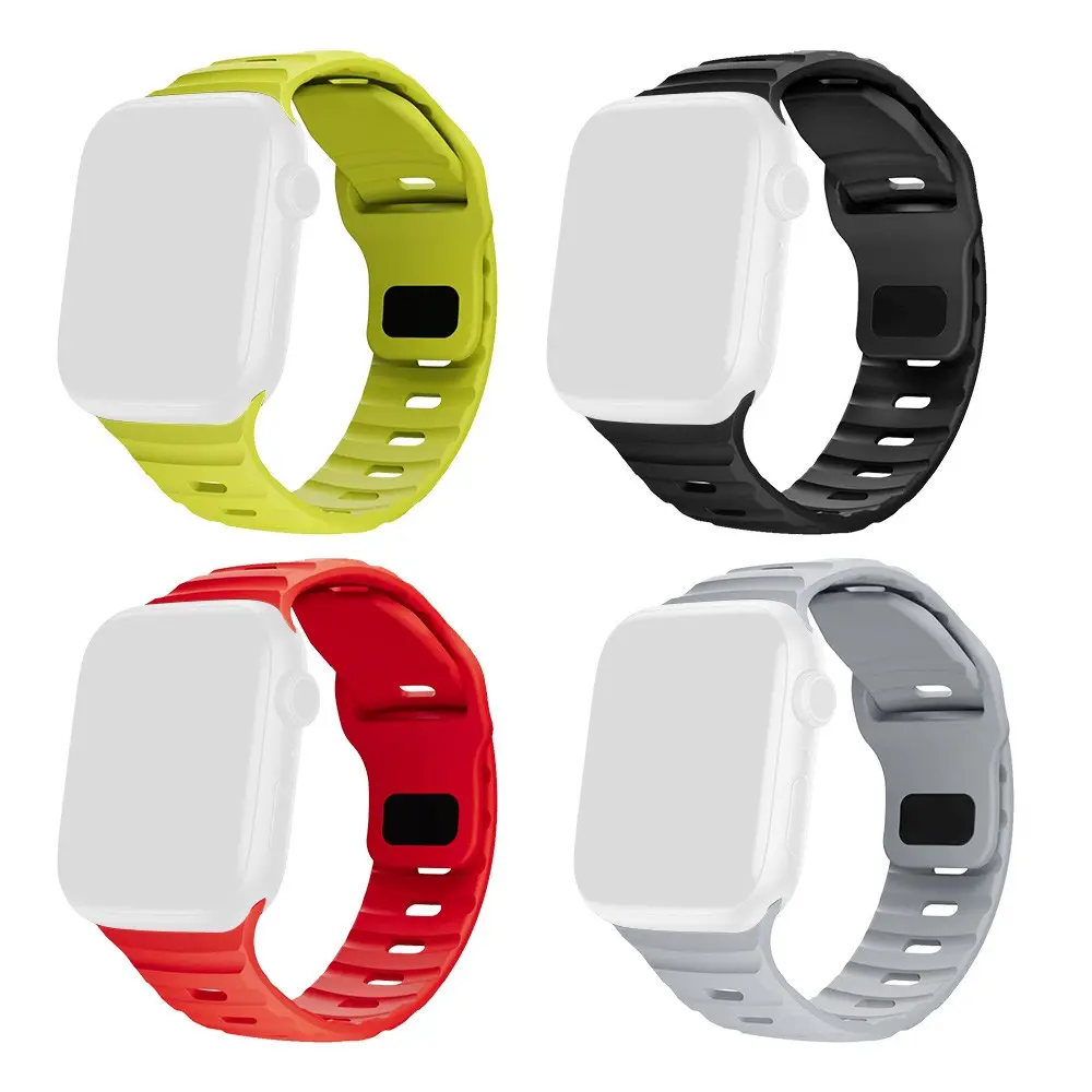 4-Pack Waterproof Soft Silicone Band for Apple Watch Series 1-10/ultra/se, Fashion Unisex Wristband, Wearable Accessory for Men and Women, Smart Watch Strap, Smartwatch Accessories