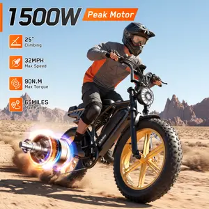 【2026 New Model & TST R9 EBike】 Electric Bike for Adults, 1500W Peak Motor Ebike with 48V 15Ah Built-in Battery, 60 Miles Range 28 MPH Electric Bike, 20 Fat Tire EBike with Rear Seat Footrest LED Headlights 20Inch All-Terrain Fat Tires UL2849 Certified