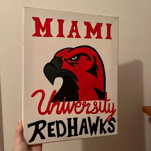 JACKIES.PAINTINGS + Miami University Redhawks Canvas Painting - Original Artwork Featuring Redhawk Team Colors bedroom wall accessories house
