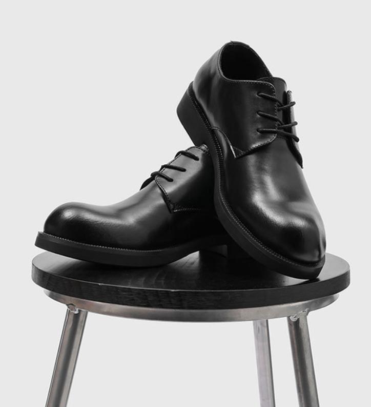 Men's Cleanfit Business Shoes Platform Black Simple Design Comfortable All-Season