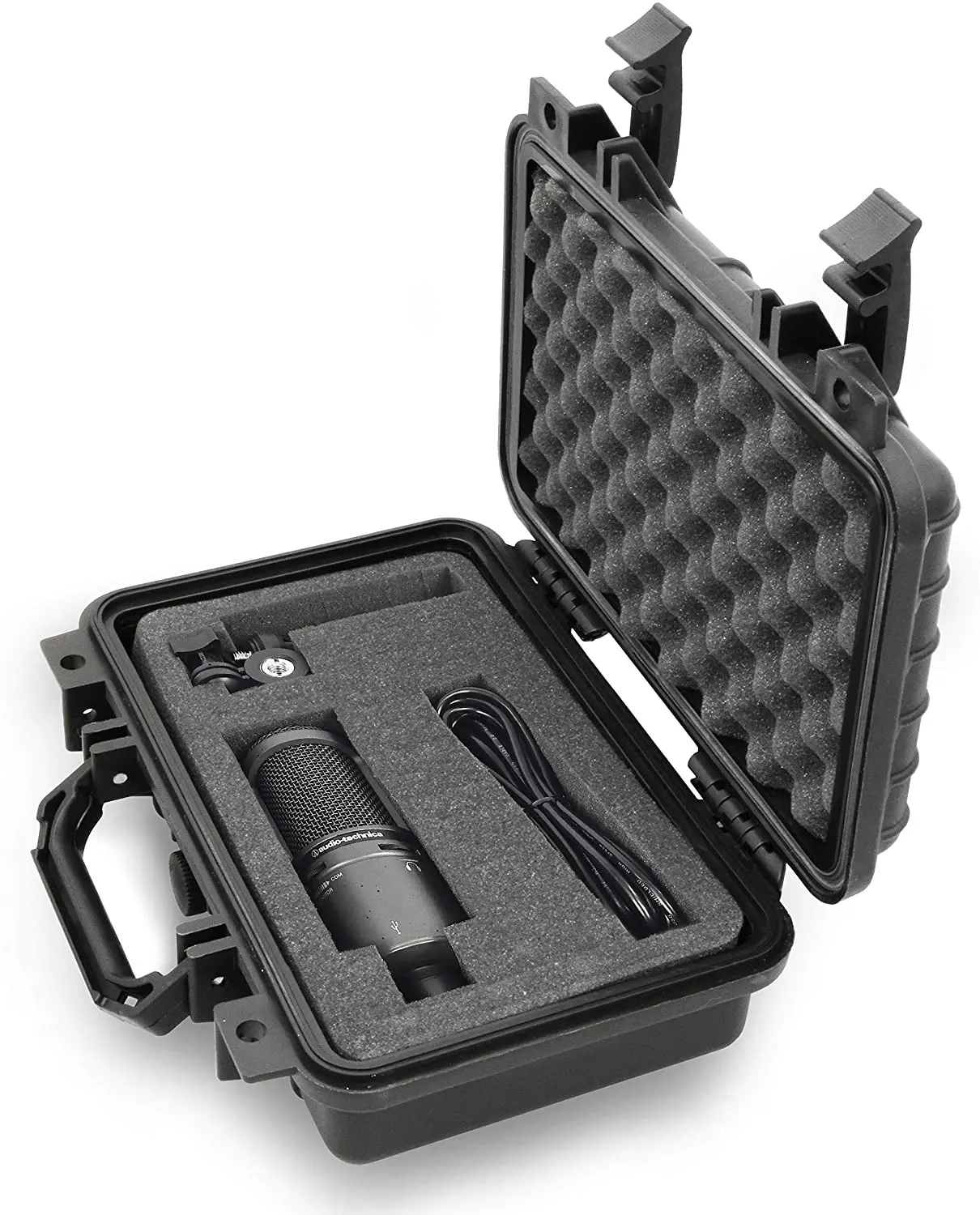 CASEMATIX 12" Waterproof Microphone Case for Rode Procaster Behringer Mic MXL Nady Shure & More Up to 9" - Recording Protection with Customizable Foam Interior and Built-in Carry Handle