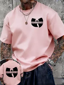 Wu-Tang Clan Classic Logo Print T-Shirt, Round Neck, Unisex Oversized Loose Fit, Breathable Skin-Friendly, American Street Hip-Hop Style