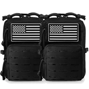 2-Pack Tactical Molle Waist Pouch with Laser Holes EDC Utility Pouch Mini Design of 3-Day Backpack for Hiking Outdoor Adventure Tactical Gear