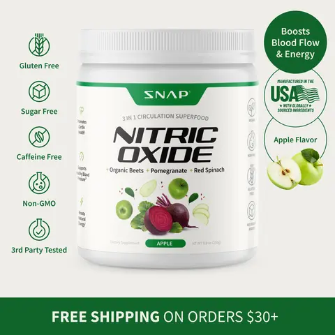 Snap Supplements - Beet Root Powder - 3-in-1 Nitric Oxide Supplement - Support Healthy Blood Pressure & Blood Circulation - Apple