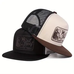 Unisex Letter Embroidered Bull Head Hip Hop Hat Adjustable Baseball Cap Breathable Sun Protection Outdoor Hat