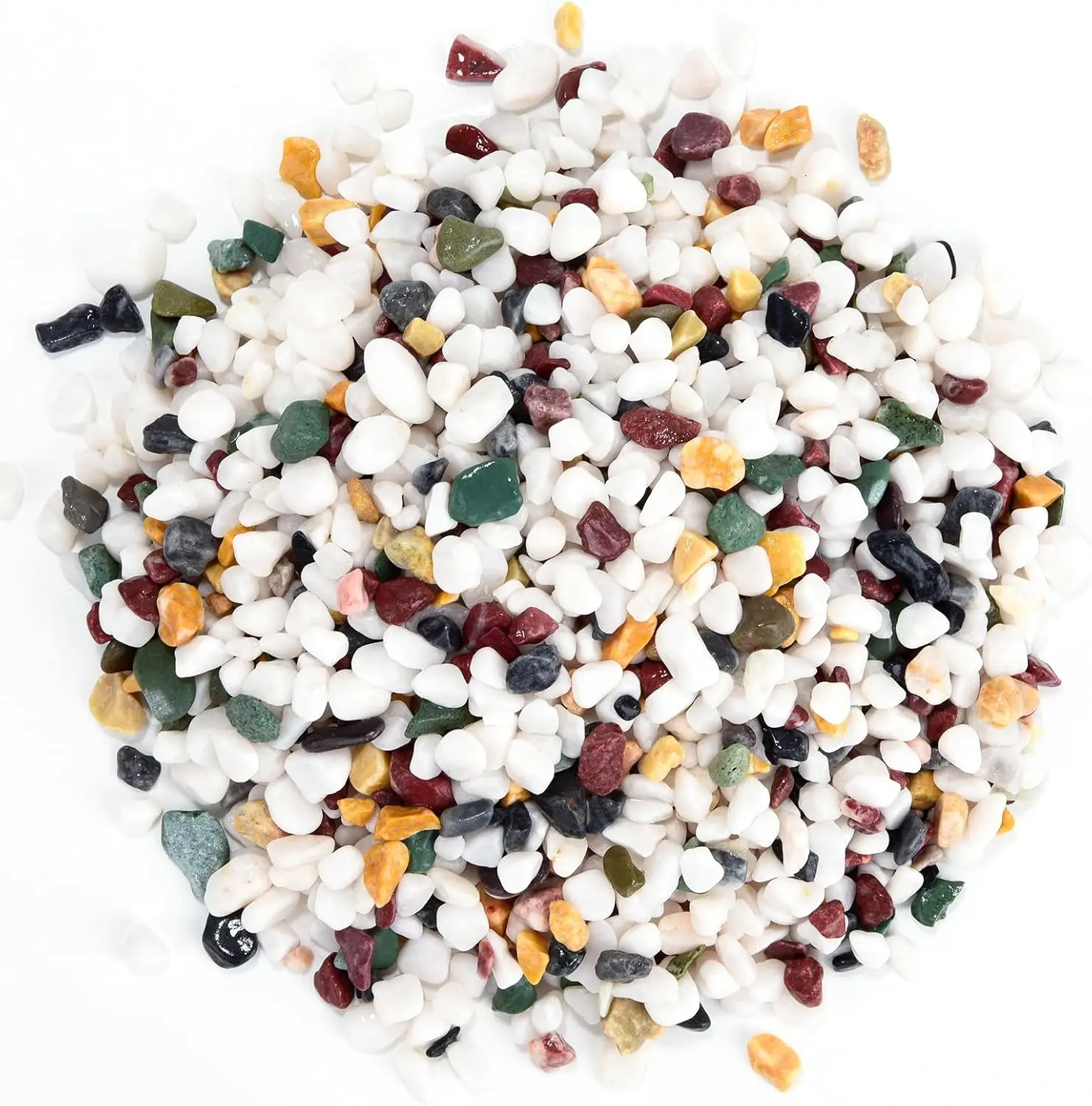 2LB Vibrant Mixed Color Succulent & Cactus Polished Gravel Pebbles (1/4-Inch to 1/3-Inch) - Aquatic Decorative Stones for Plants, Aquariums, Driveway & Roof Garden
