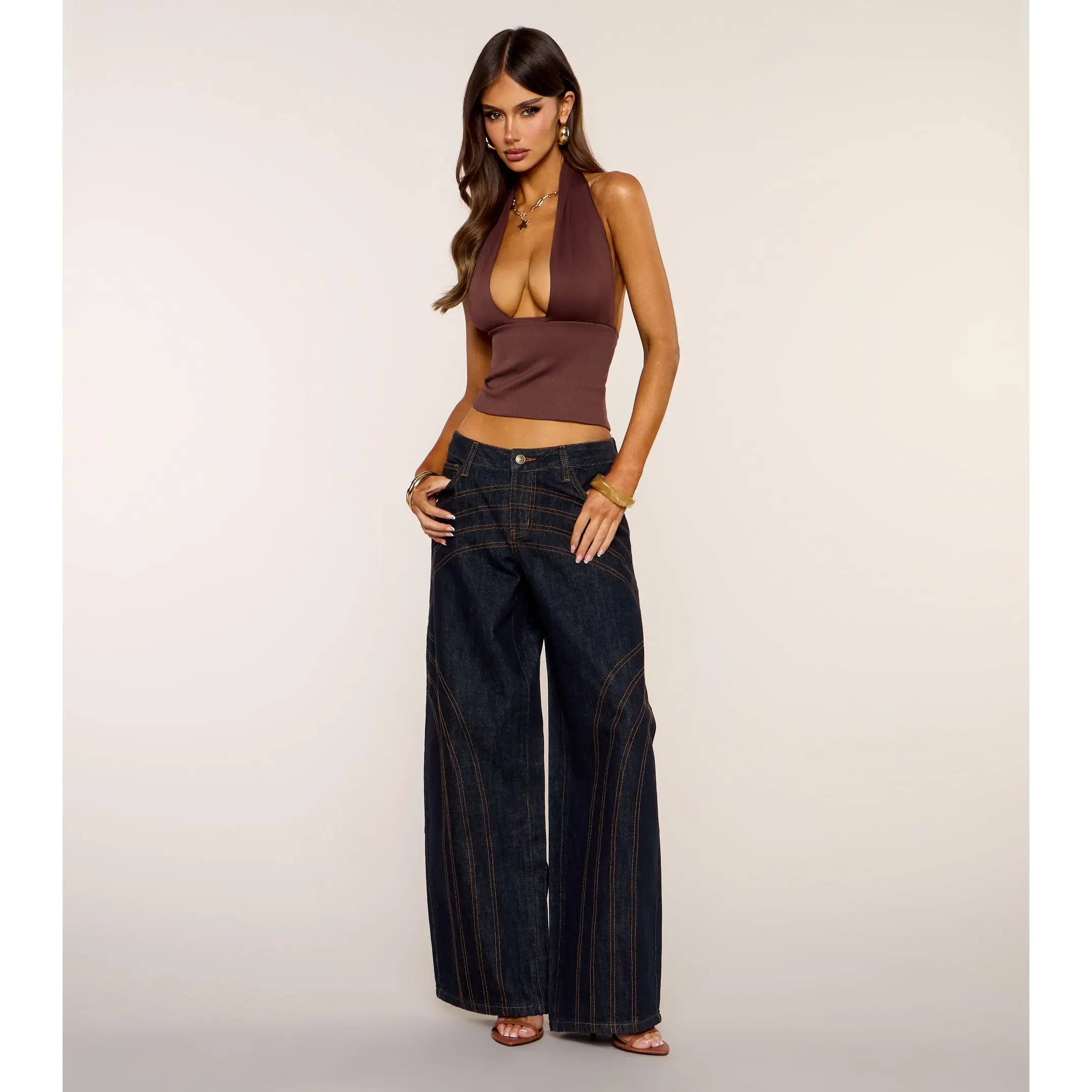 Stitch Scene Wide Leg Denim Jeans Stitch Scene Wide Leg Denim Jeans