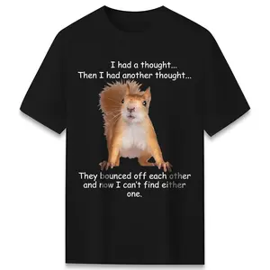 I Had A Thought Squirrel Graphic Tee, Bouncing Thoughts Statement Design, Funny Casual Vibe Top