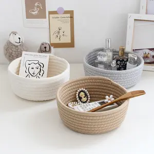 Rustic Rope Storage Baskets, Nordic Style, Woven Desktop Organizer, Home Decor, Multipurpose Basket, Multi-Size, Shelf Baskets, Portable Handmade Basket
