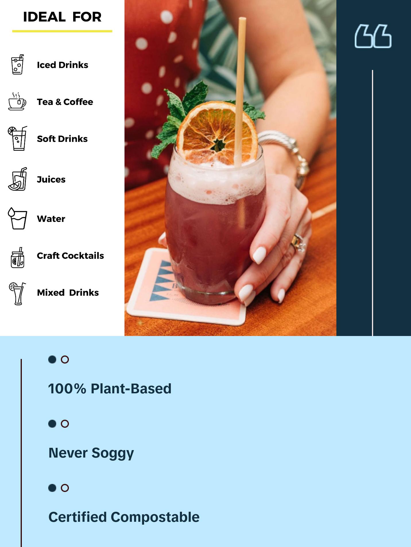 Holy City Straw Co. Tall Wheat Straws | 100-12000ct. | 7.75" | 100% Plant-Based, Never Soggy, Gluten-Free | Sustainable Alternative to Plastic Straws